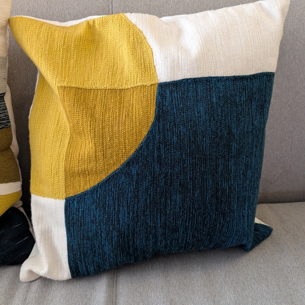 Modern Geometric Throw Pillow - Yellow and Blue